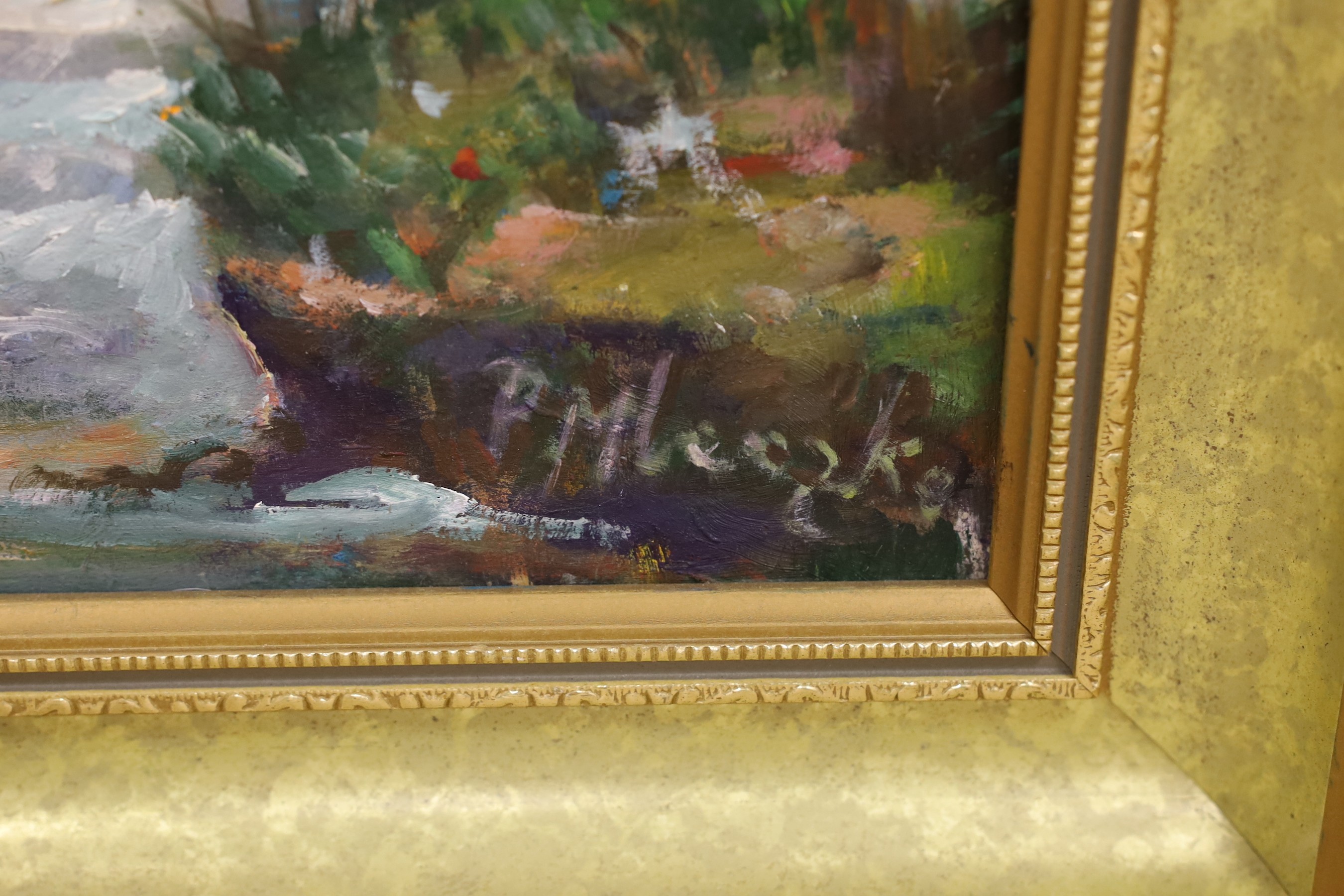 Peter Mleczko, oil on board, 'River Ouse and Cliffe, Lewes', signed, 30 x 39cm